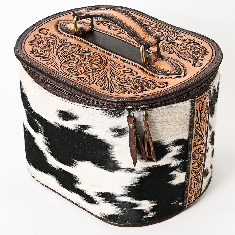 American Darling  Jewelry Case Hand Tooled Hair On Genuine Leather Western Women Bag Handbag Purse |