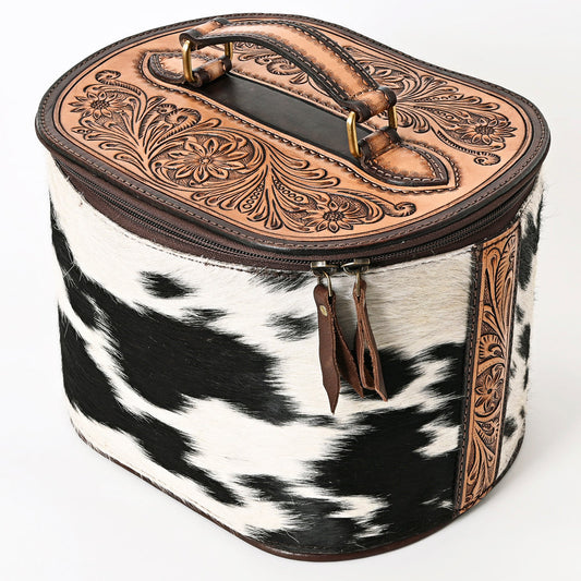 American Darling  Jewelry Case Hand Tooled Hair On Genuine Leather Western Women Bag Handbag Purse |