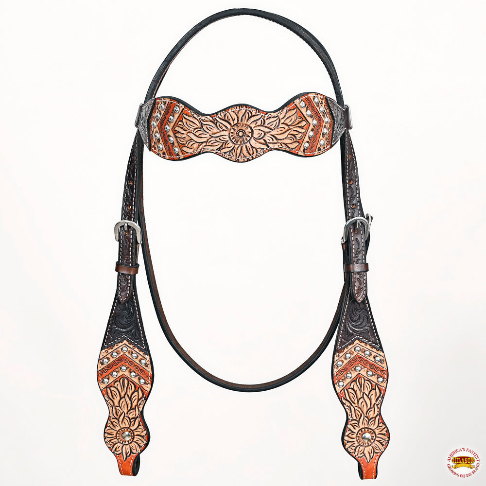 HILASON Western Horse Headstall Breast Collar Leather Brown