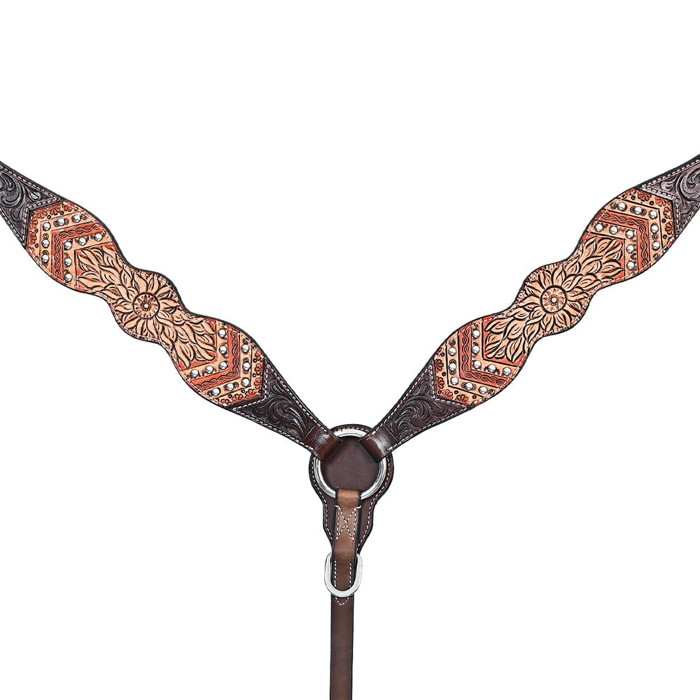 HILASON Western Horse Headstall Breast Collar Leather Brown