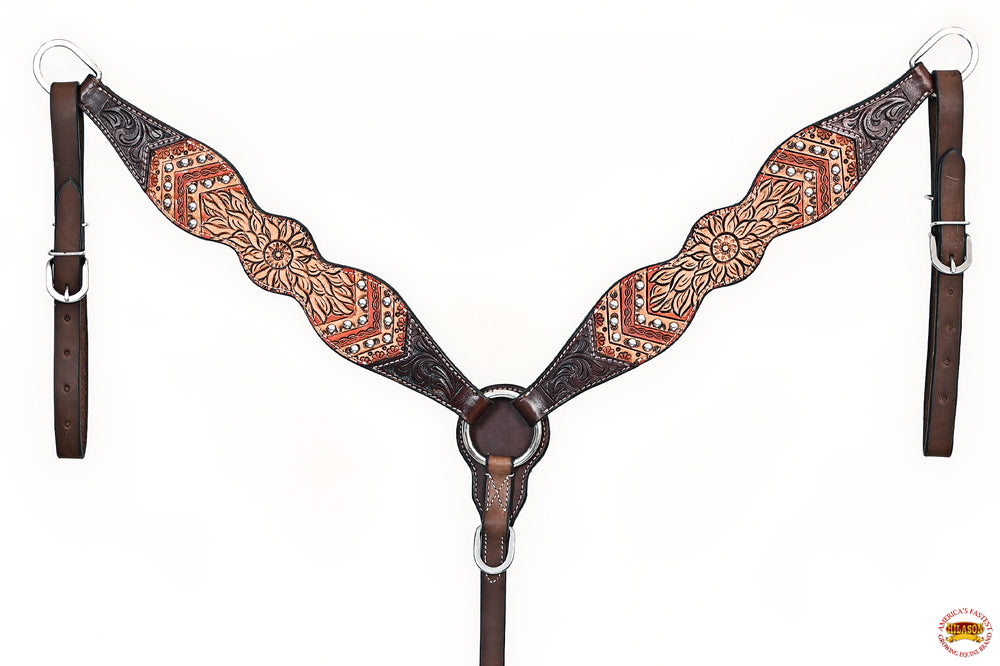 HILASON Western Horse Headstall Breast Collar Leather Brown