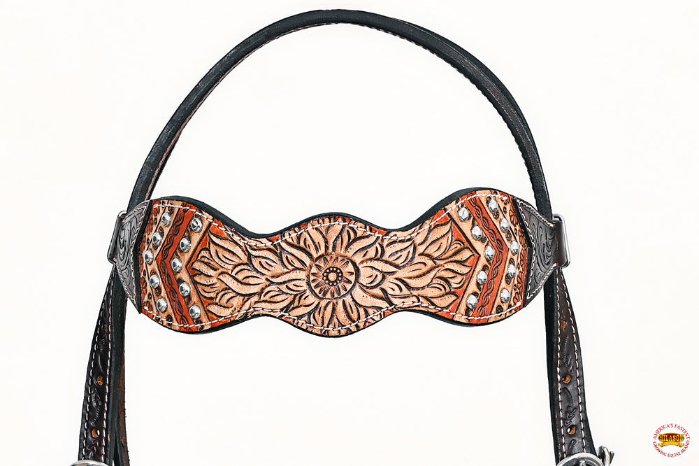 HILASON Western Horse Headstall Breast Collar Leather Brown
