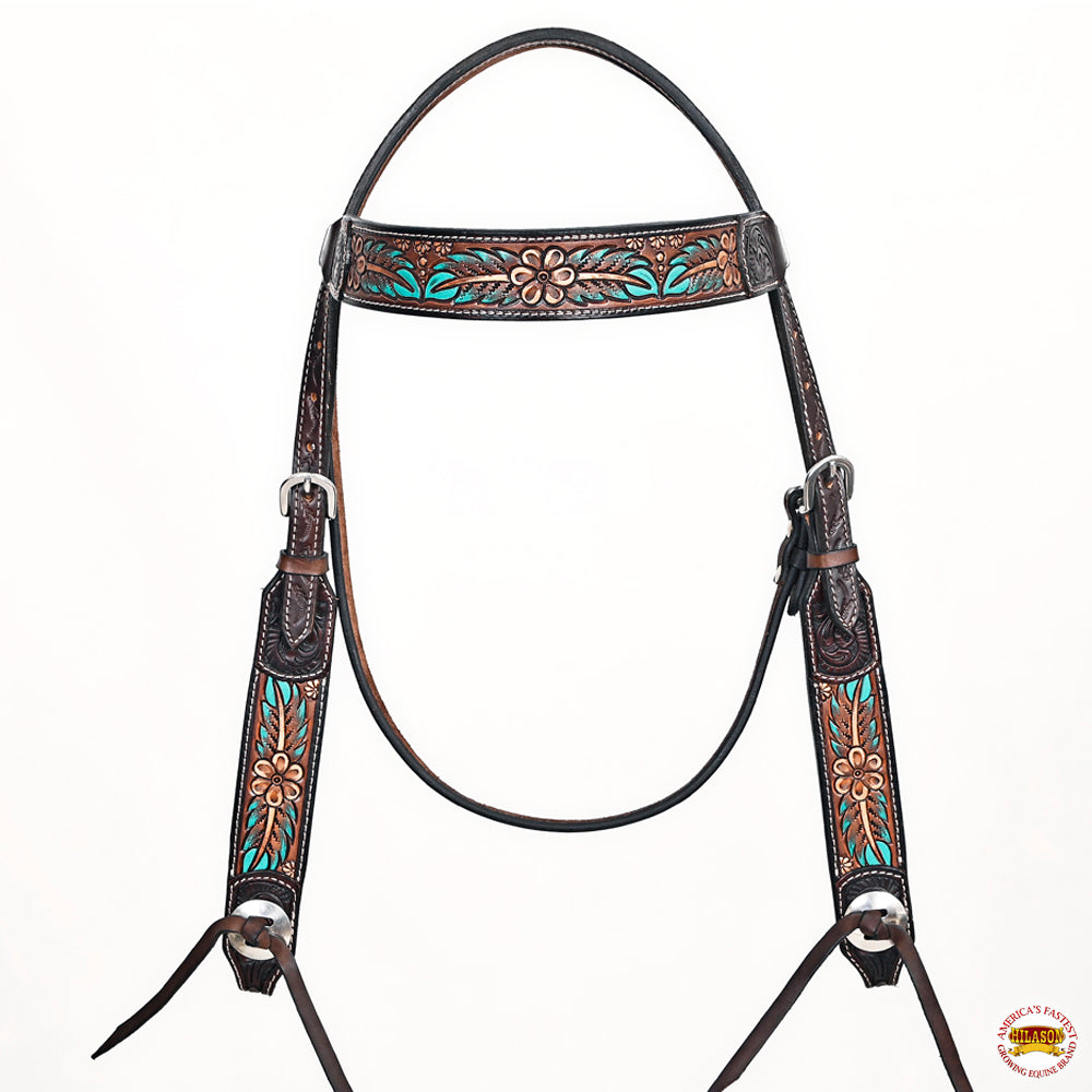 HILASON Western Horse Headstall Breast Collar Leather Brown
