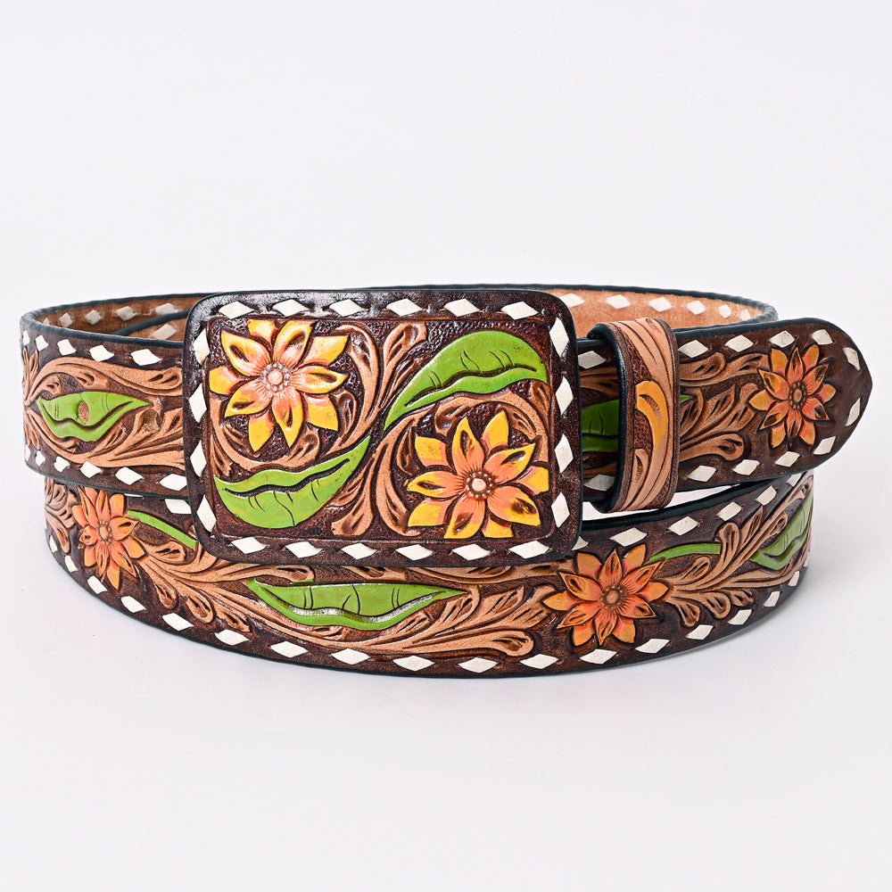 American Darling ADBLF176-L Beautifully Hand Tooled Genuine American Leather Belt Men and  Women