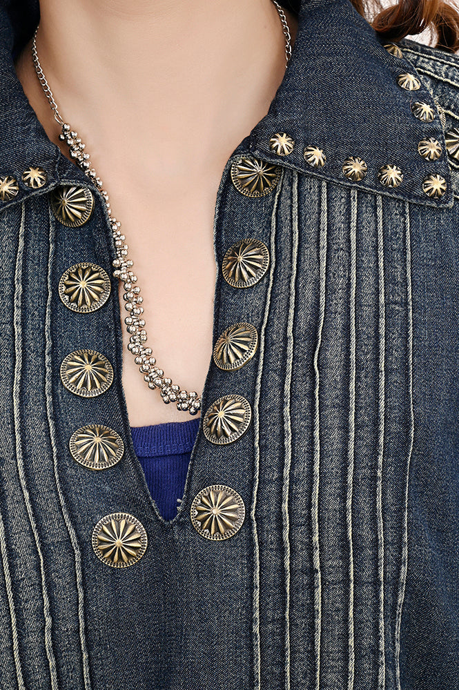 American Darling ADDR001 100% Cotton Denim Women Shirt Jacket Dress Ladies Girl Top