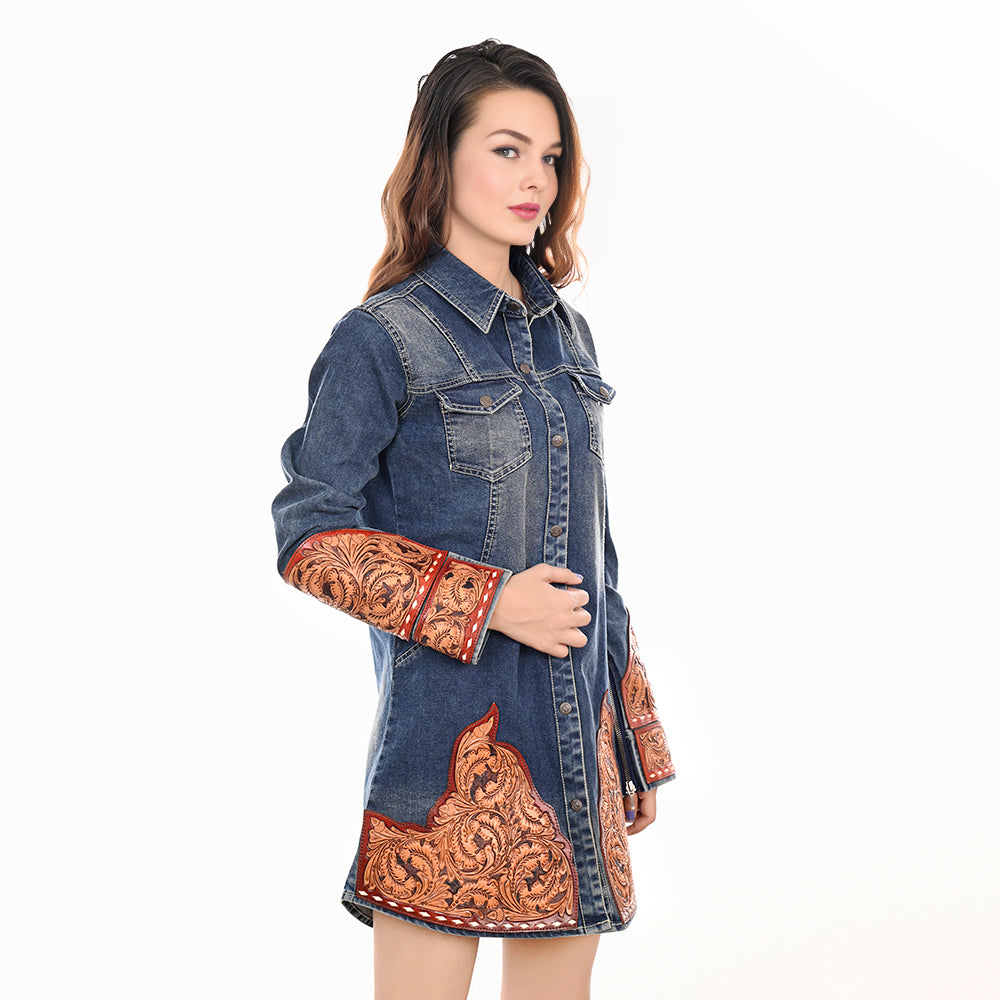 American Darling ADDR002 100% Cotton Denim Women Shirt Jacket Dress Ladies Girl Top