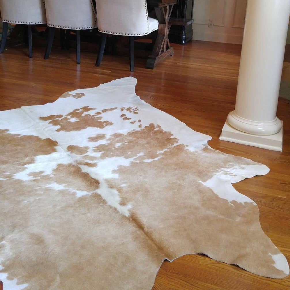Palomino and White Brazilian Cowhide Rug: XXL