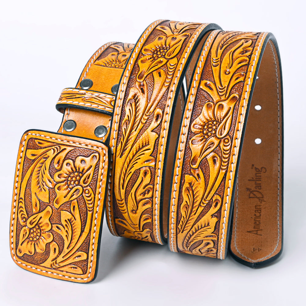 American Darling ADBLF232-L Beautifully Hand Tooled Genuine American Leather Belt Men and  Women