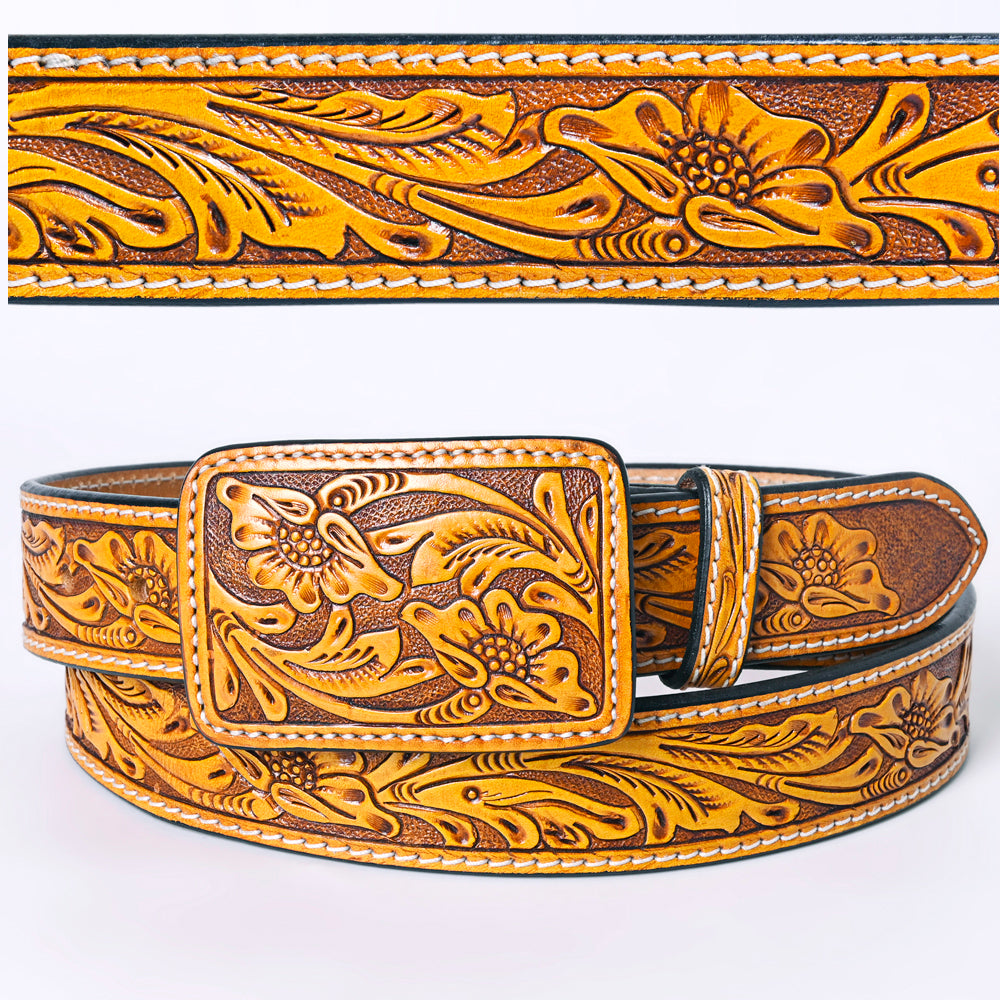 American Darling ADBLF232-L Beautifully Hand Tooled Genuine American Leather Belt Men and  Women