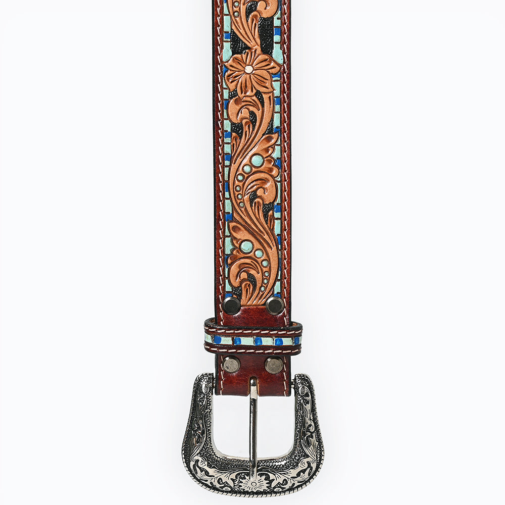 American Darling ADBLF108-L Beautifully Hand Tooled Genuine American Leather Belt Men and  Women