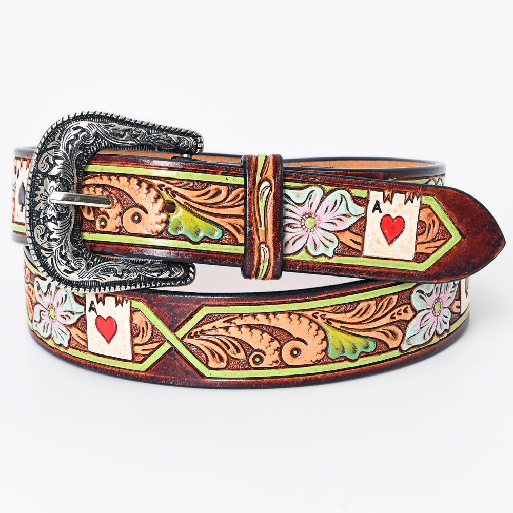 American Darling ADBLF156-L Beautifully Hand Tooled Genuine American Leather Belt Men and  Women