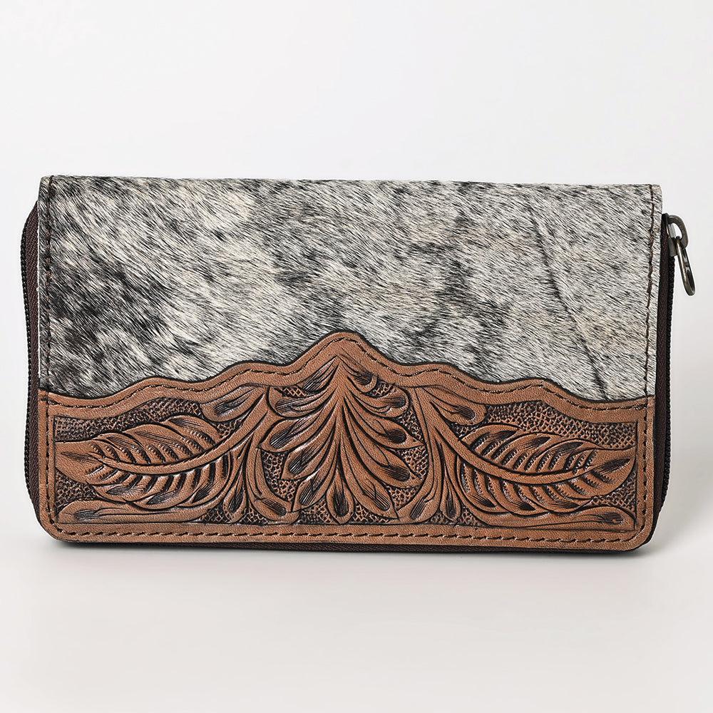 OHLAY WALLET Hand Tooled Hair-on Genuine Leather women bag western handbag purse