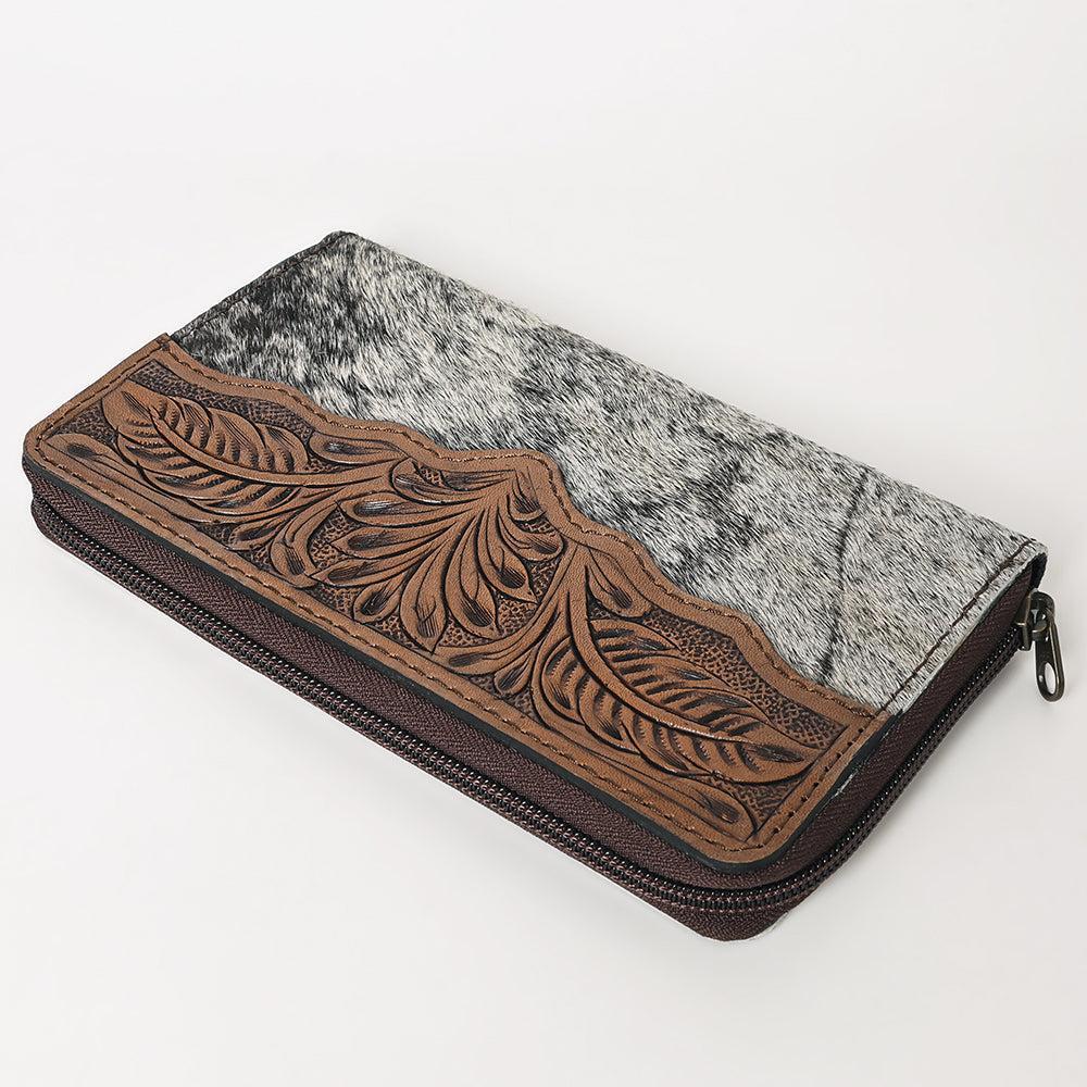 OHLAY WALLET Hand Tooled Hair-on Genuine Leather women bag western handbag purse