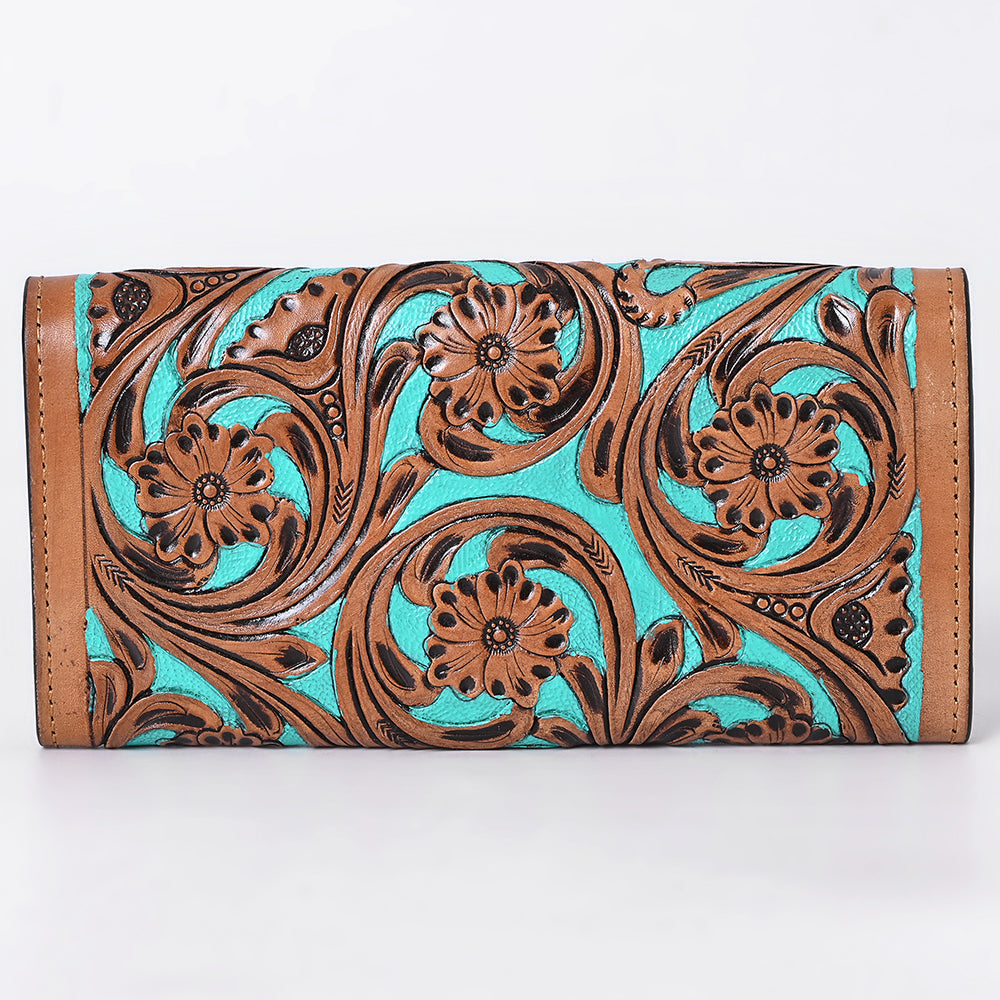 OHLAY WALLET Hand Tooled Hair-on Genuine Leather women bag western handbag purse