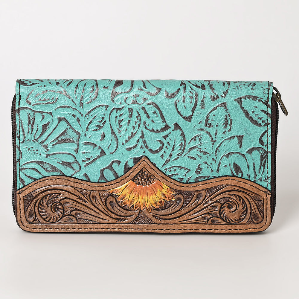 OHLAY WALLET Hand Tooled Embossed Hair-on Genuine Leather women bag western handbag purse