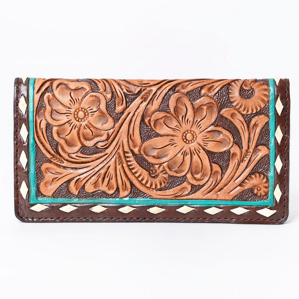 OHLAY WALLET Hand Tooled  Genuine Leather women bag western handbag purse