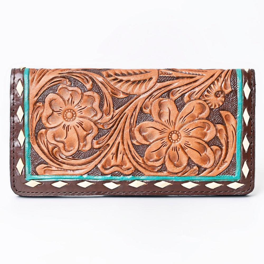 OHLAY WALLET Hand Tooled  Genuine Leather women bag western handbag purse