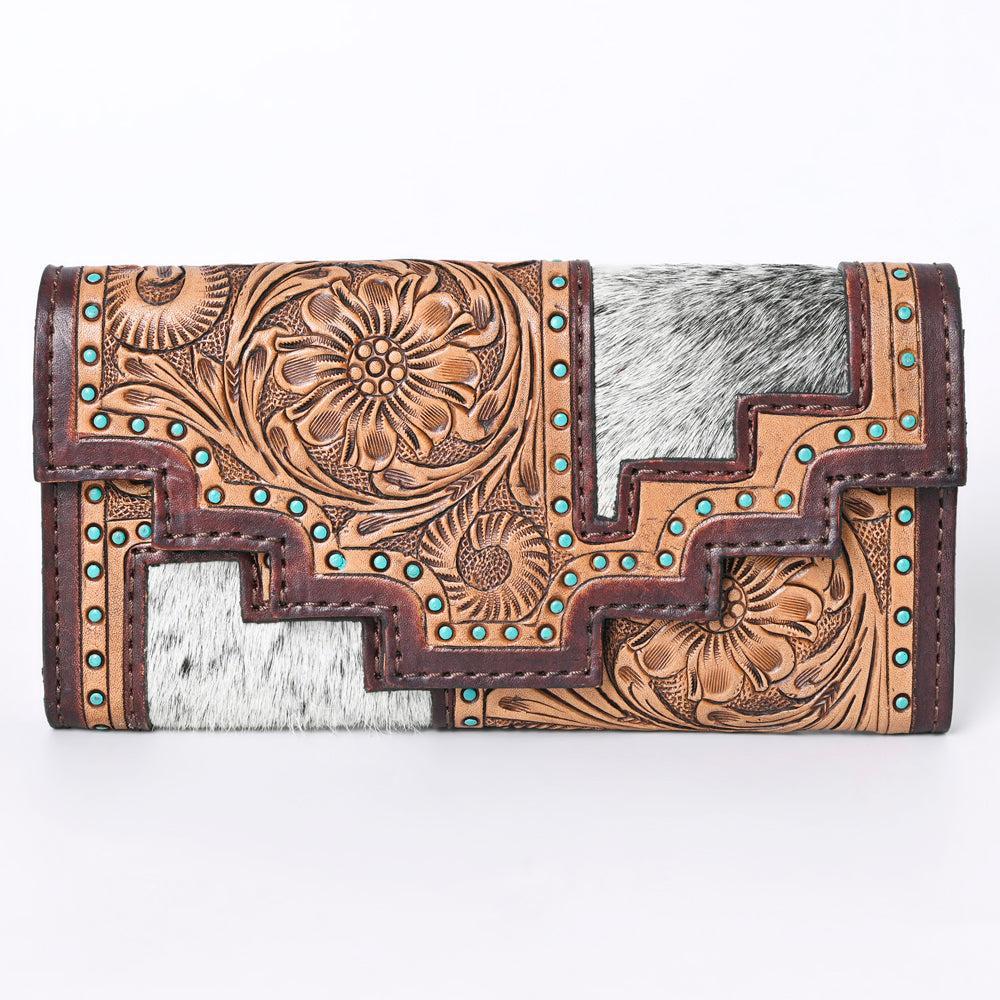 OHLAY KBG234 Coin Purse Hand Tooled Hair-On Genuine Leather women bag western handbag purse