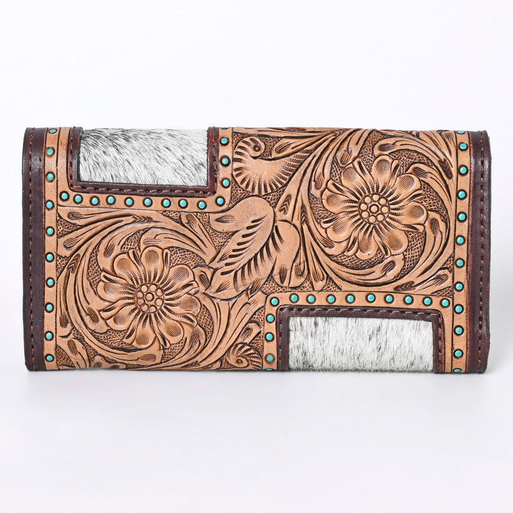 OHLAY KBG234 Coin Purse Hand Tooled Hair-On Genuine Leather women bag western handbag purse