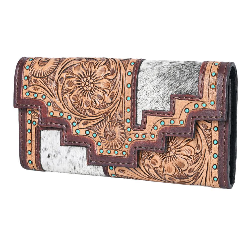 OHLAY KBG234 Coin Purse Hand Tooled Hair-On Genuine Leather women bag western handbag purse