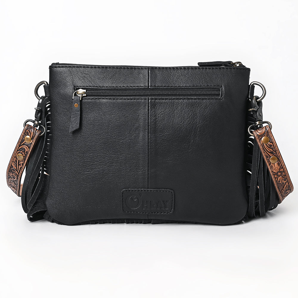 OHLAY KBG237 Cross Body Hand Tooled Hair-On Genuine Leather women bag western handbag purse