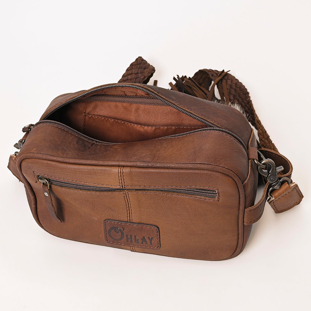 OHLAY TOILETRY  Hair-on Genuine Leather women bag western handbag purse