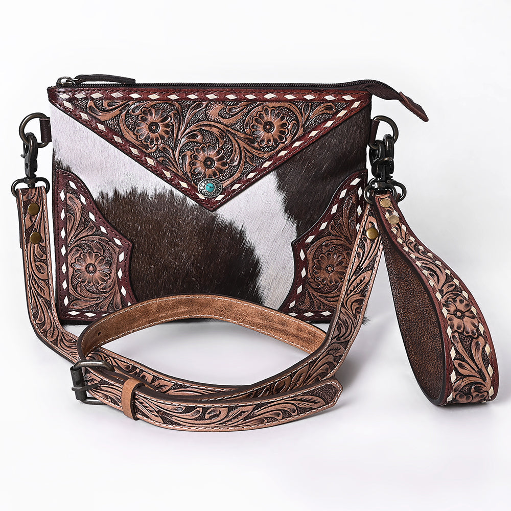 Crossbody Hand Tooled Leather Bag With Western Heritage And Handmade Genuine Cowhide
