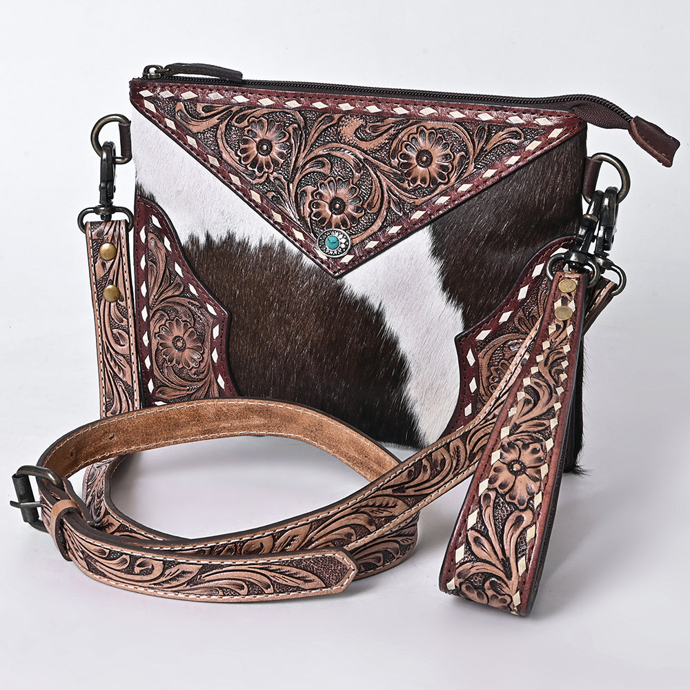 Crossbody Hand Tooled Leather Bag With Western Heritage And Handmade Genuine Cowhide