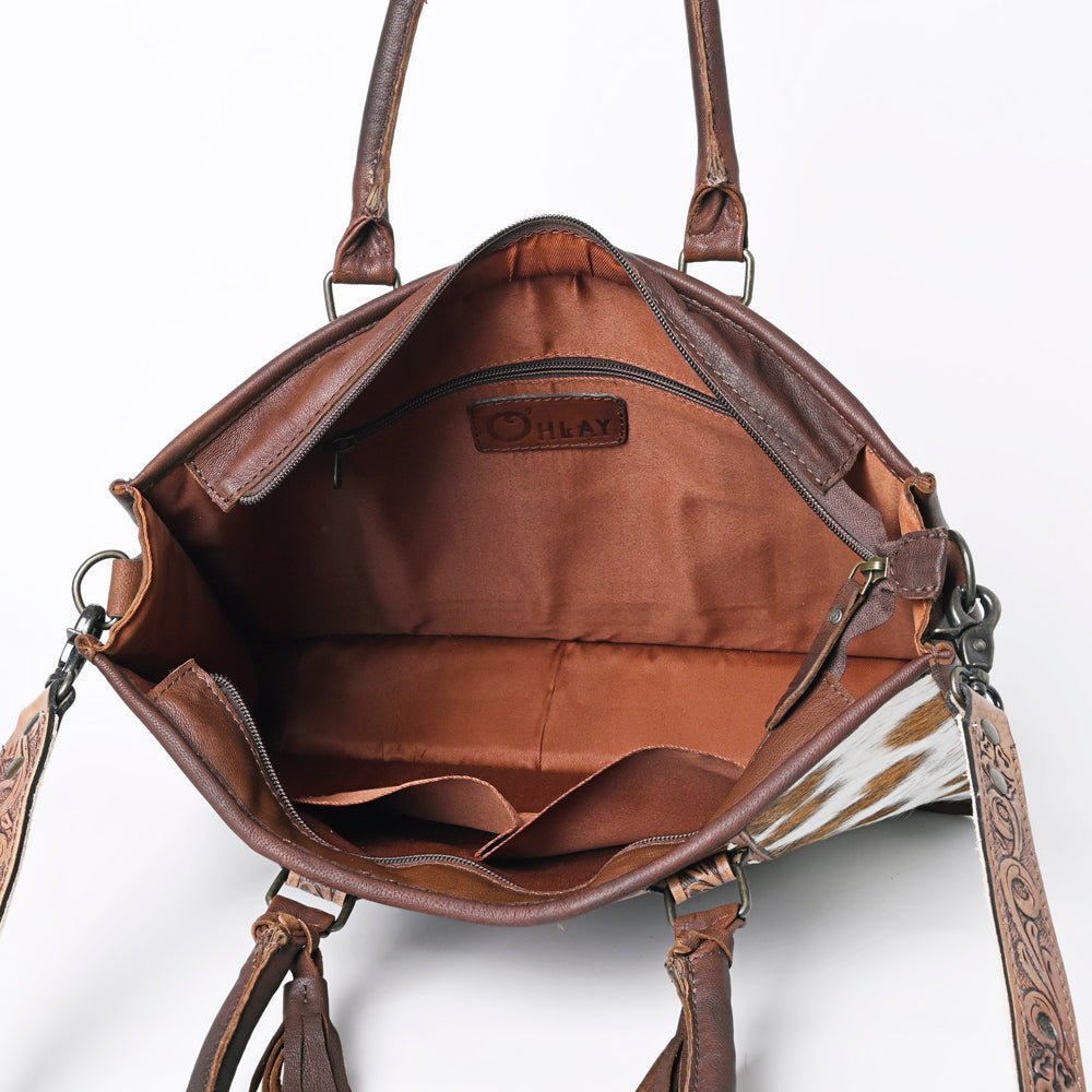 OHLAY KBG252 TOTE Hand Tooled Hair-on Genuine Leather women bag western handbag purse