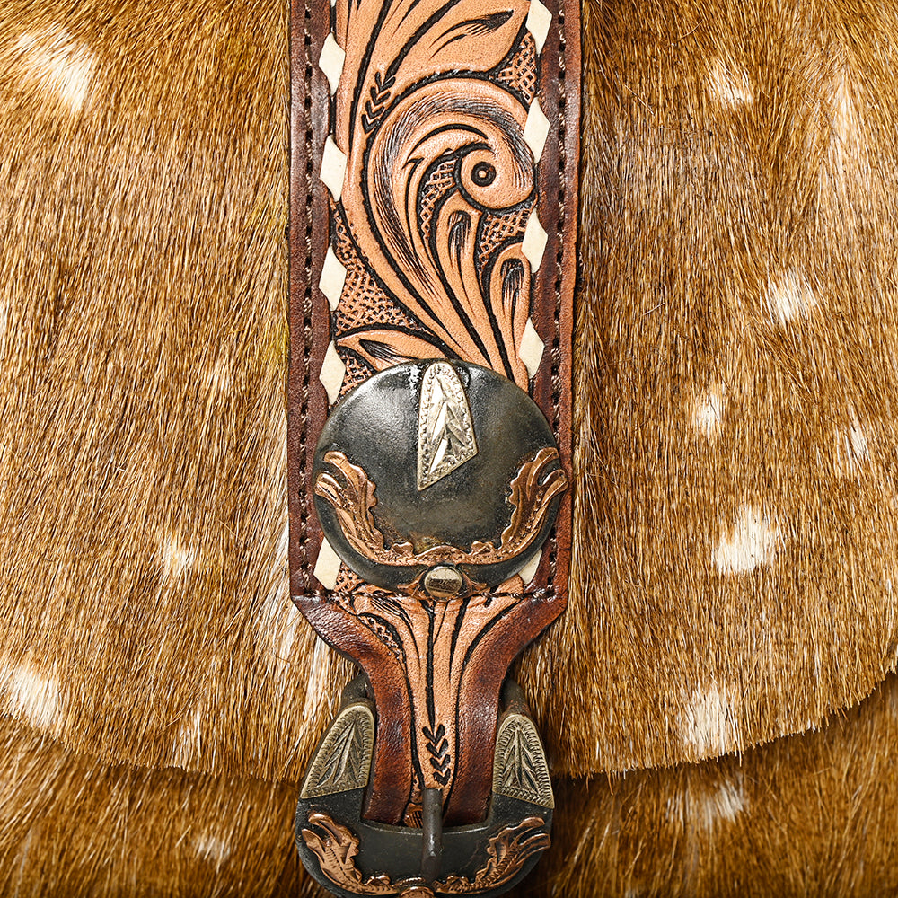 American Darling ADBG1222A Hand Tooled Hair-On Genuine Leather Women Bag Western Handbag Purse