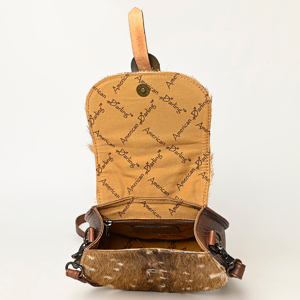 American Darling ADBG1222A Hand Tooled Hair-On Genuine Leather Women Bag Western Handbag Purse