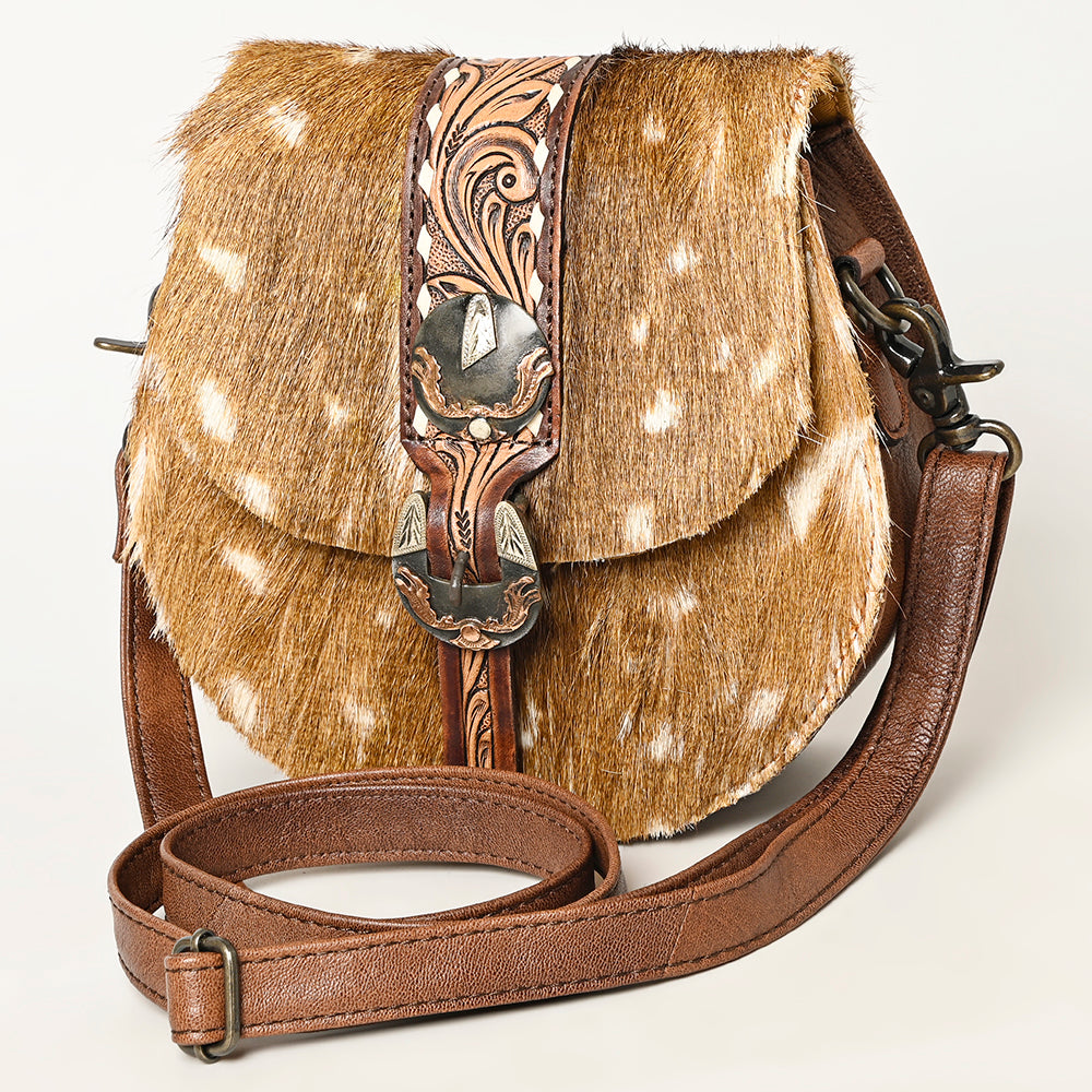 American Darling ADBG1222A Hand Tooled Hair-On Genuine Leather Women Bag Western Handbag Purse