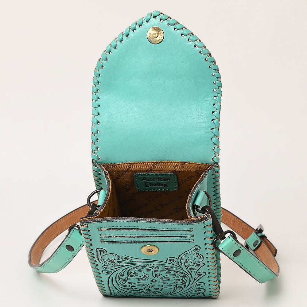 American Darling Cell Phone Holder Hand Tooled Genuine Leather Women Bag Western Handbag