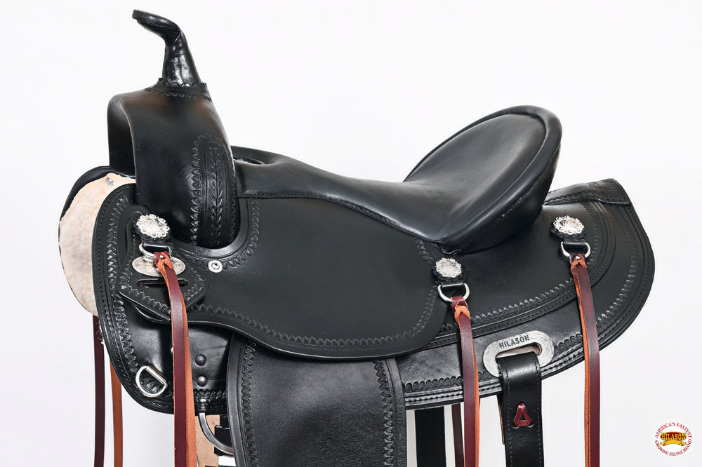 Hilason Western Horse Wide Gullet Trail BlackAmerican Leather Saddle