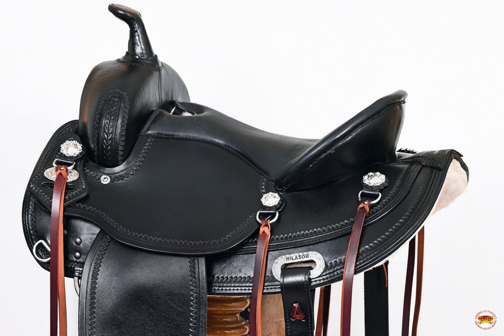 Hilason Western Horse Wide Gullet Trail BlackAmerican Leather Saddle