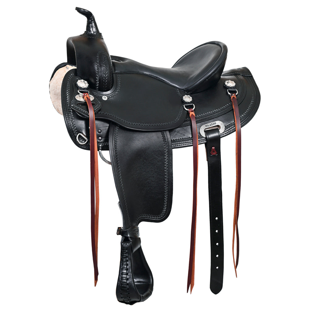Hilason Western Horse Wide Gullet Trail BlackAmerican Leather Saddle