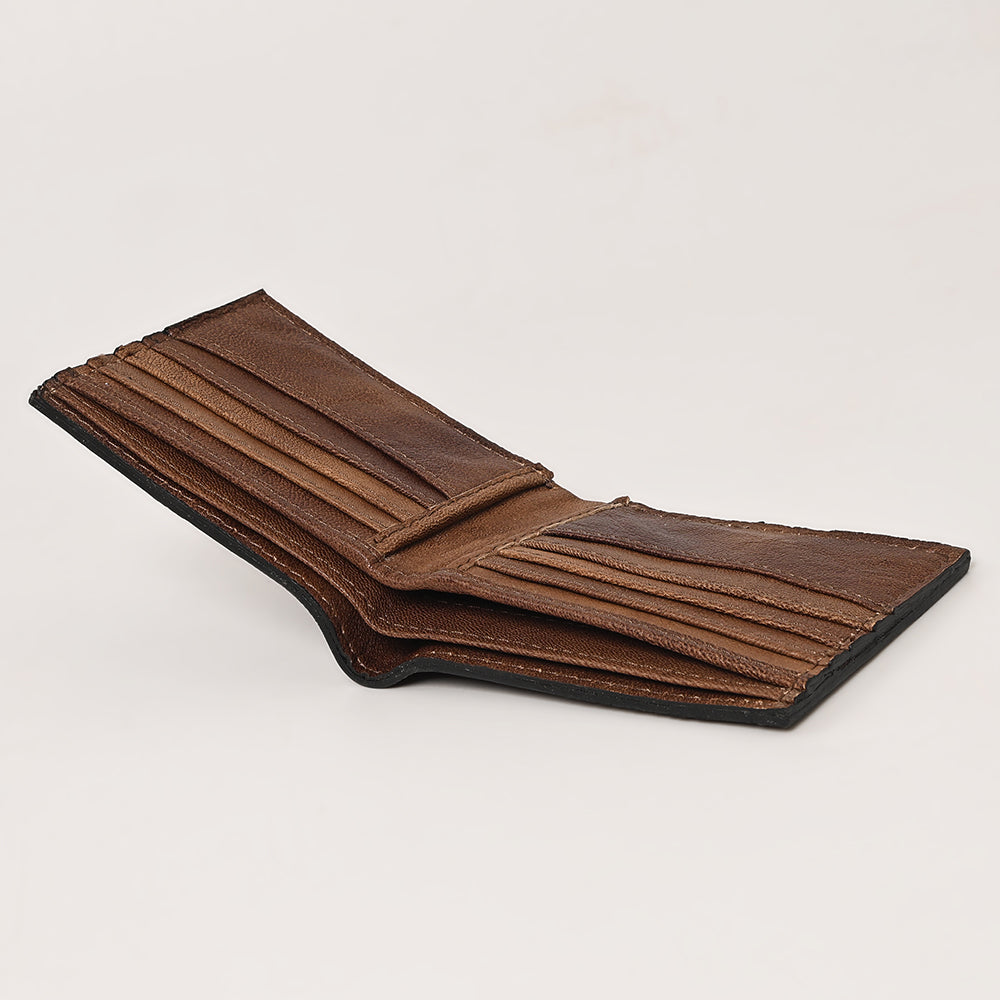 OHLAY Genuine Leather Hand Tooled Bifold Wallet bag western handbag purse