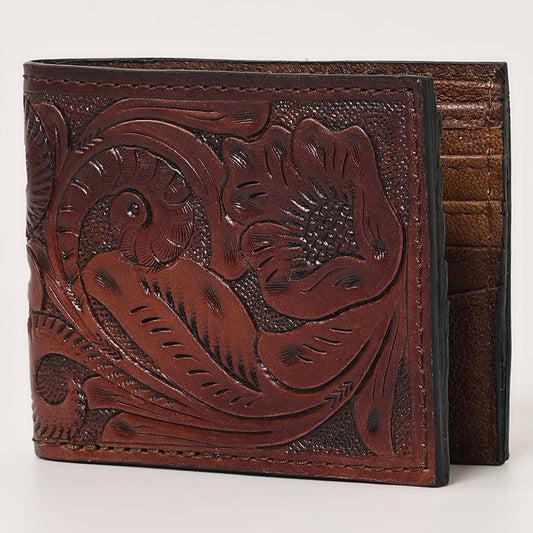 OHLAY Genuine Leather Hand Tooled Bifold Wallet bag western handbag purse