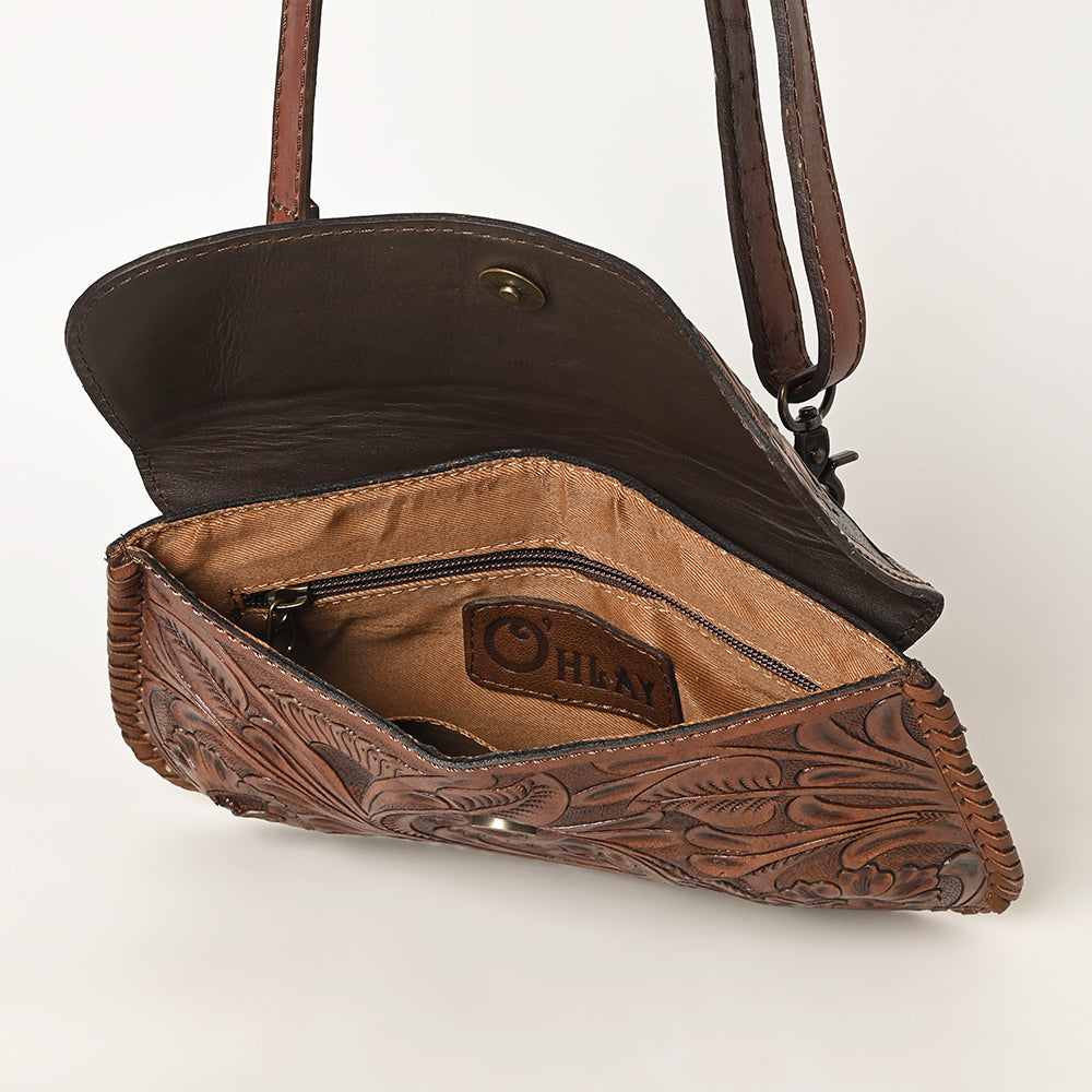 OHLAY WALLET Hand Tooled  Genuine Leather women bag western handbag purse
