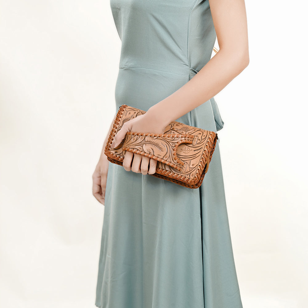 American Darling Clutch Hand Tooled Genuine Leather Women Bag Western Handbag Purse