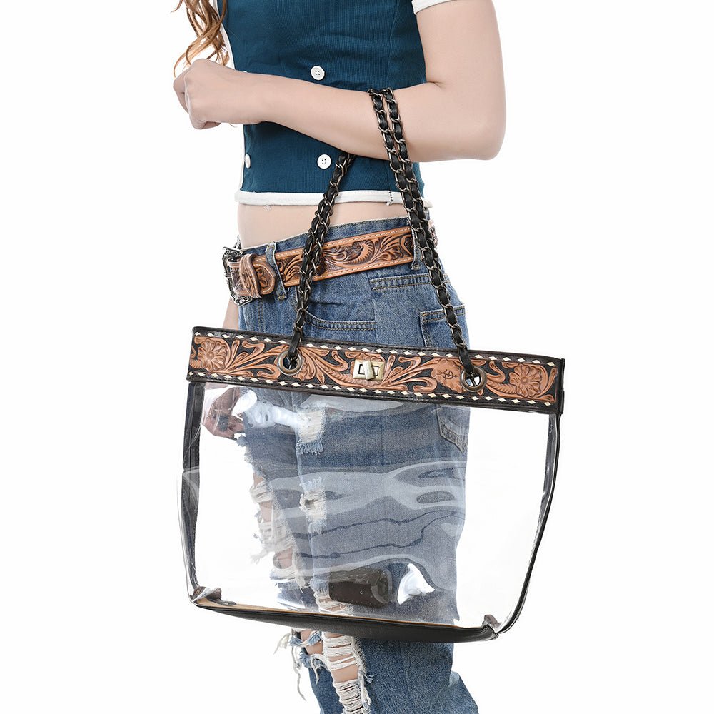 American Darling ADBG1238 Tote Hand Tooled Genuine Leather women bag western handbag purse