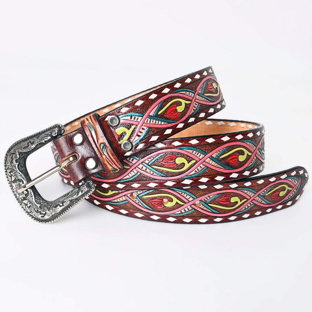 American Darling ADBLF150-L Beautifully Hand Tooled Genuine American Leather Belt Men and  Women