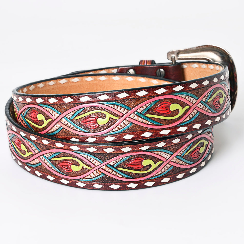American Darling ADBLF150-L Beautifully Hand Tooled Genuine American Leather Belt Men and  Women