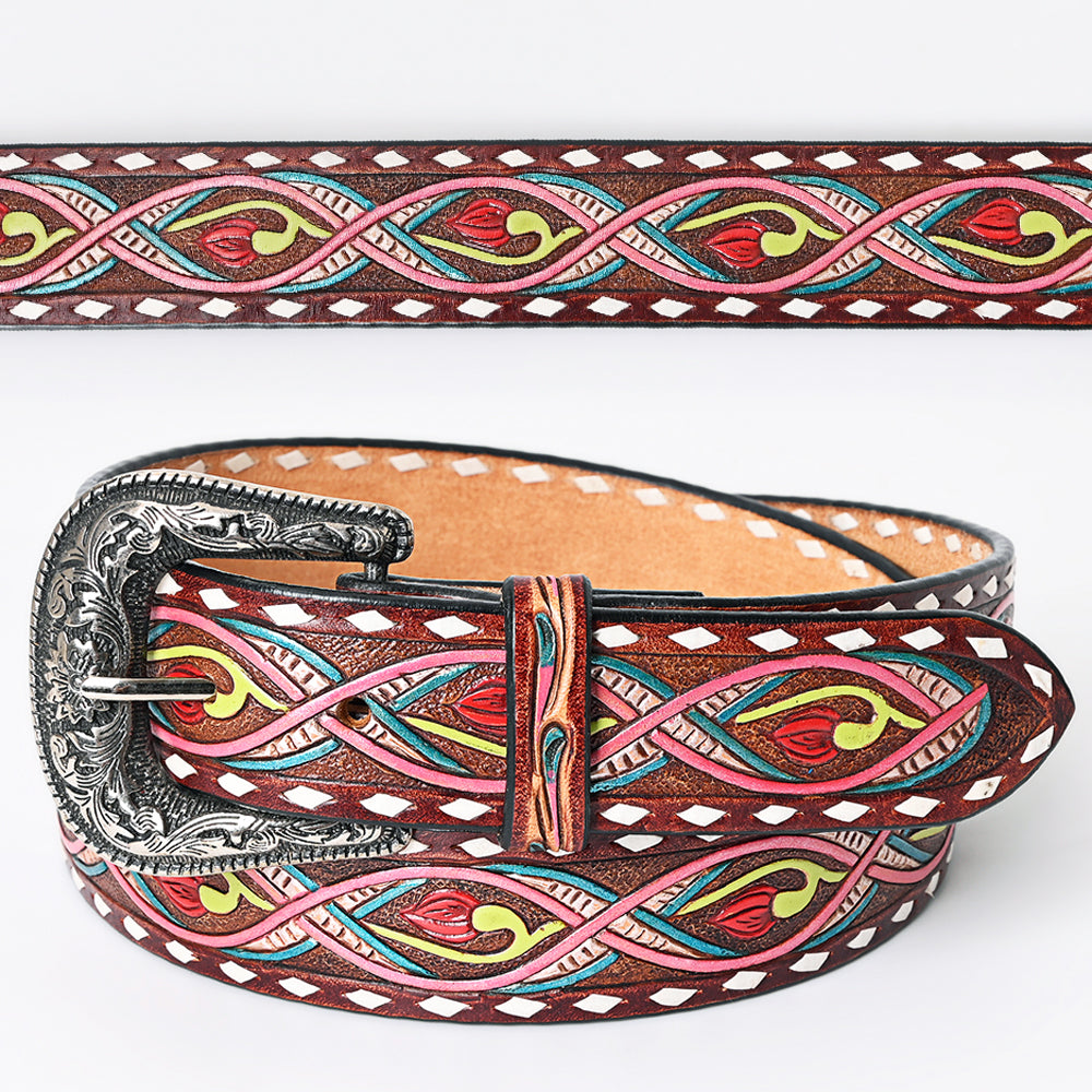 American Darling ADBLF150-L Beautifully Hand Tooled Genuine American Leather Belt Men and  Women