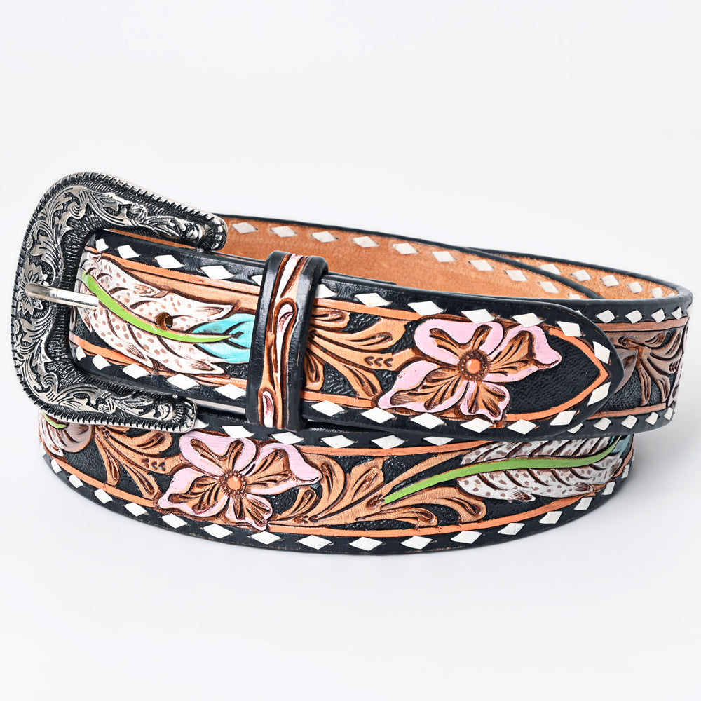 American Darling ADBLF155-L Beautifully Hand Tooled Genuine American Leather Belt Men and  Women