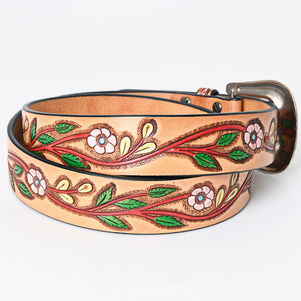 American Darling ADBLF158-L Beautifully Hand Tooled Genuine American Leather Belt Men and  Women