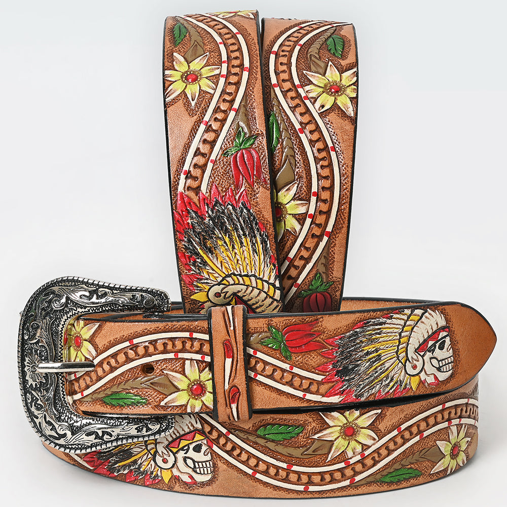 American Darling ADBLF168-L Beautifully Hand Tooled Genuine American Leather Belt Men and  Women