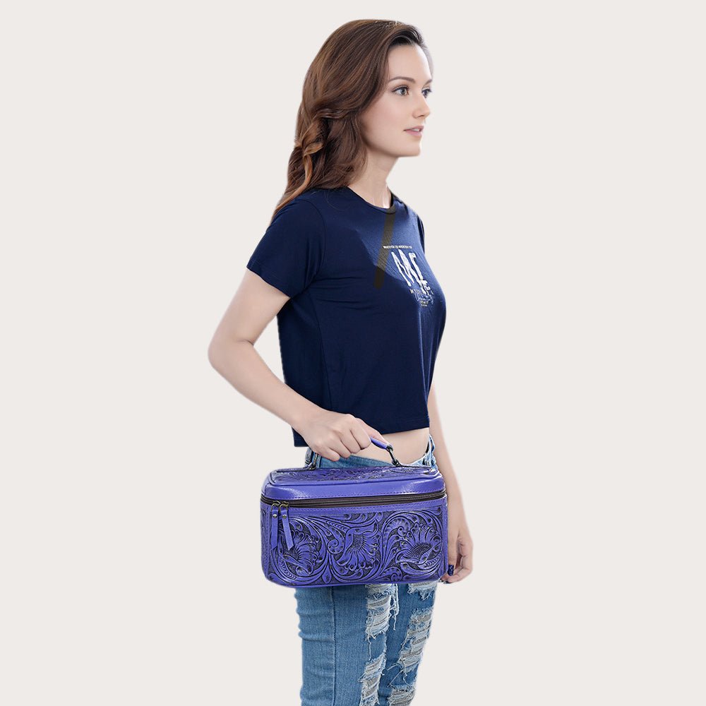 American Darling Jewelry Case Hand Tooled Genuine Leather Women Bag Western Handbag Purse