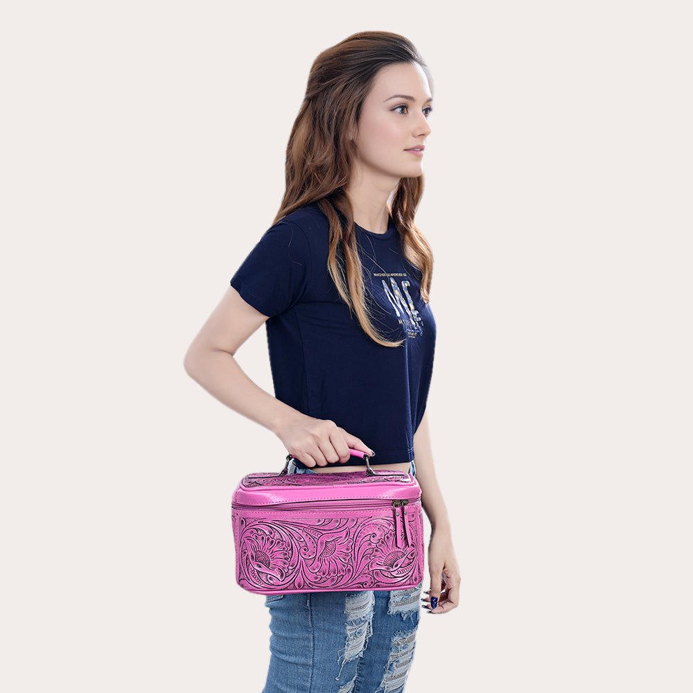 American Darling Jewelry Case Hand Tooled Genuine Leather Women Bag Western Handbag Purse