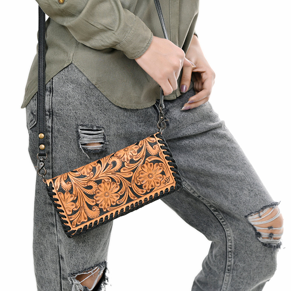 Wallet Hand Tooled Genuine Leather women bag western handbag purse